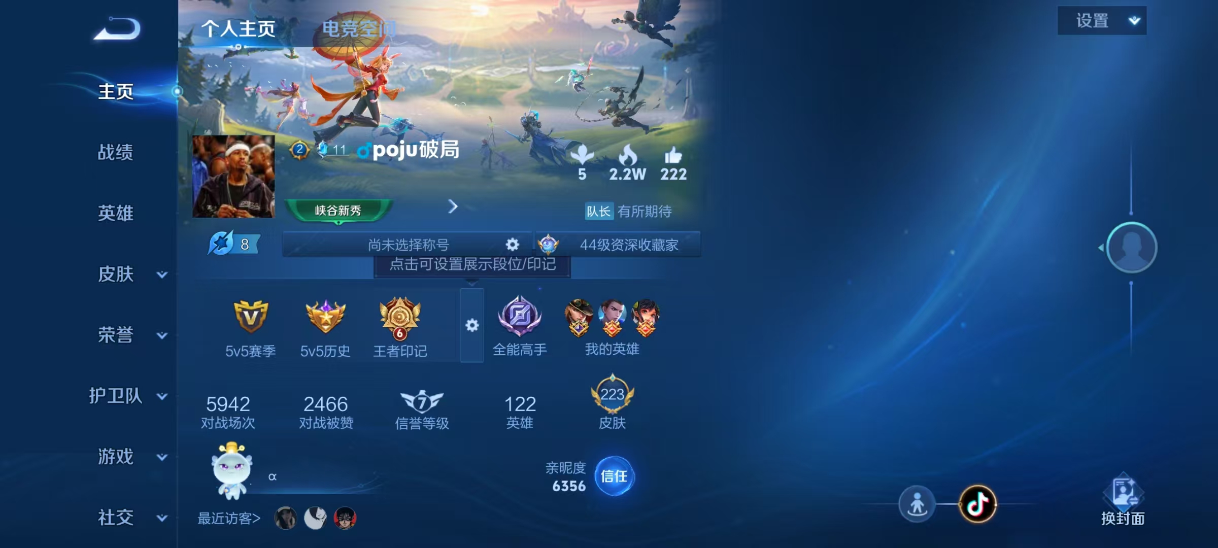 王者荣耀账号安卓QQ族积分41879-V7-223皮肤-(可二次) 214紫星币 206幸运值 5传说 1珍品 怪盗基德