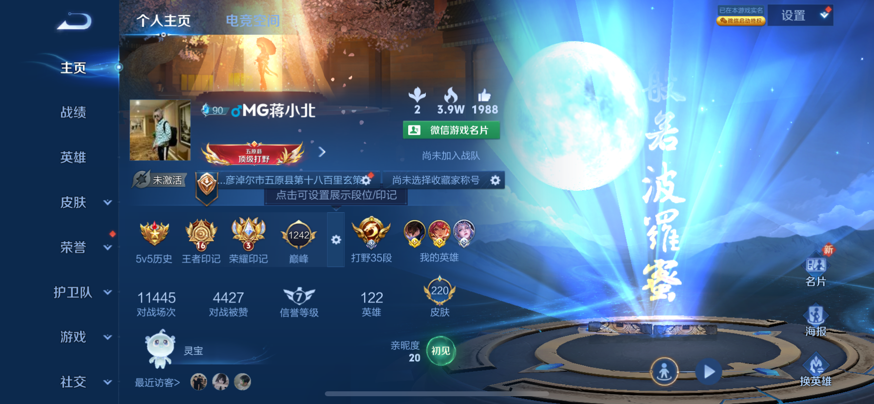 王者荣耀账号苹果VX族积分87535-V8-220皮肤-(可二次) 全场景限制 13传说 -2水晶(已兑换) 全息碎影 