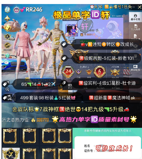 实名: 可修改 亮点: 【RR246】 极...