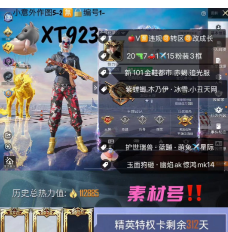 和平精英账号苹果微信【XT923】 ‼素材 苹果V可改成长满天赋 紫螳螂 木乃伊 冰雪 小丑天网 新101金鞋都市赤蝎 追光服 护世瑞兽 蓝蹦 萌兔✈星际 玉面狗砸 幽焰ak 惊鸿mk14 20枪7车1✈15粉