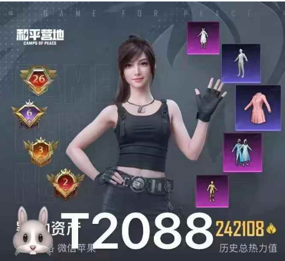 和平精英账号苹果微信【T2088】‼  苹果v成长可改 金战队标 新老101 金迪伽 螳螂 小丑 木乃伊 赵灵儿 冰雪 金鞋 36特效 7车1✈84粉装 紫宾利紫路特斯 红蹦 玉狮子 超新星 仙履 星际m4甜心