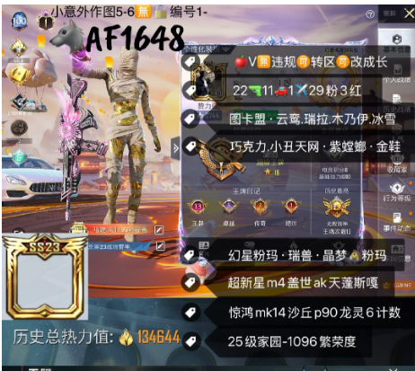 和平精英账号苹果微信【AF1648】 ‼苹果V可改成长满天赋 图卡盟 云鸾 瑞拉 木乃伊 冰雪 巧克力 小丑天网 紫螳螂 金鞋 幻星粉玛 入瑞兽 晶梦马粉玛 超新星m4盖世ak天蓬斯嘎 惊鸿mk14沙丘p90龙