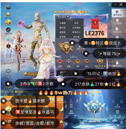 和平精英账号苹果微信【LE2376】 果 v无违规可转区可改成长 4级露米娜 图卡盟 小丑 金鞋 都市 赤蝎 雪国 巧克力 小番茄 猪妹 花仙子 樱桃 泡泡 甜狐 满级至情至圣m4 迷兔scar 2红27粉3车