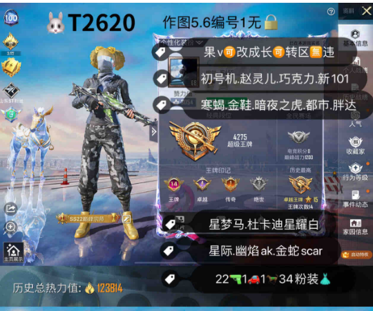 和平精英账号苹果微信【T2620】苹果v‼  初号机 赵灵儿 巧克力 新101 寒蝎 金鞋 暗夜之虎 都市 胖达 星际M4 幽焰ak 金蛇scar 22枪1车1马34粉装 星梦马 杜卡迪星耀白