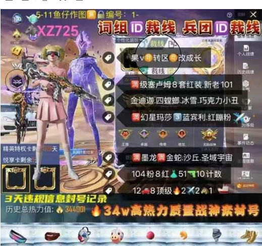和平精英账号苹果微信词组ID裁线 兵团ID裁线 【XZ725】 ‼苹果V 成长可改 2框满天赋 带金铲铲和王者v10-478皮肤 满级塞卢姆8套红装 新老101 金迪迦 四螳螂 冰雪 巧克力 小丑 满幻星玛莎3