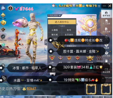 和平精英账号苹果QQ【B7646】 苹果q无违规可转区成长可改 露米娜 图卡盟 都市 稻草人 冰雪 暖熊 小丑女 白芍 馨动 猪脸 独角兽 幻蝶 至情 盖世 天蓬 沙丘 精灵groza  309套装 34粉 2