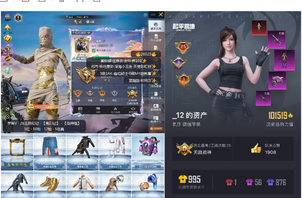 和平精英账号苹果微信 苹果V-【可改】-【无设备】 26王牌印记-【高印记】-【战神框】 1红-16粉-12枪-5载具 【热门服装】2级图卡盟 黄螳螂 巡查衣 金鞋 新101 都市 呆萌星弥 深海小丑鱼 天使彩