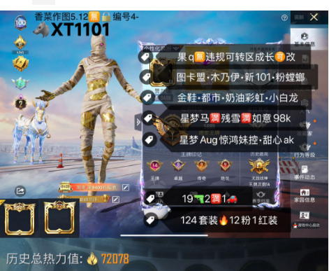 和平精英账号苹果QQ【XT1101】 苹果q 成长可改•地铁满天赋 图卡盟 木乃伊 新101 金鞋 都市 粉螳螂 奶油彩虹裙 小白龙 炫光 星梦马满残雪ump满如意98k 星梦Aug 惊鸿妹控 甜心ak 19枪