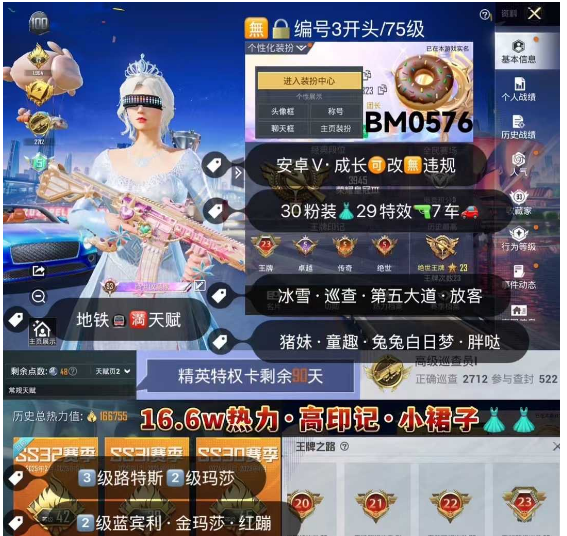 和平精英账号安卓微信BM0576   安v成长可改无违规可转区 冰雪 巡查衣 奶油宝贝 彩虹糖 花仙子 千金淑猫 猪妹 放客 童趣迷兔 3级路特斯吉普2宾利敞篷2玛莎拉蒂幻星粉 金玛莎 红蹦蹦 30粉 29特效