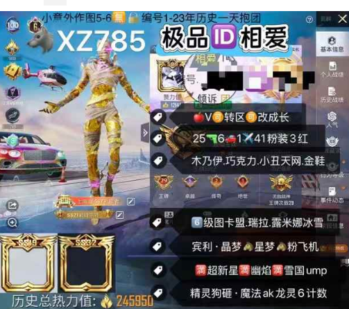和平精英账号苹果微信极品ID相爱  ‼ 【XZ785zs】苹果V可改成长 6级图卡盟 瑞拉 露米娜 冰雪 木乃伊 巧克力 小丑天网 金鞋 宾利 晶梦 星梦马 粉飞机 满超新星满幽焰满雪国ump 精灵狗砸 魔法a