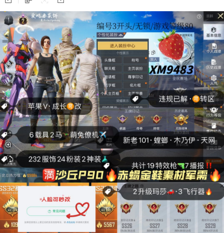 和平精英账号苹果微信编号XM9483  果V可秒改 21印记‼永久战神框 地铁满天赋 双红装 图卡盟 欧若拉 新老101 螳螂 冰雪 木乃伊 天网‼ 金鞋子 赤蝎 巧克力 白芍 胖达  19枪5级星梦AUG 仙