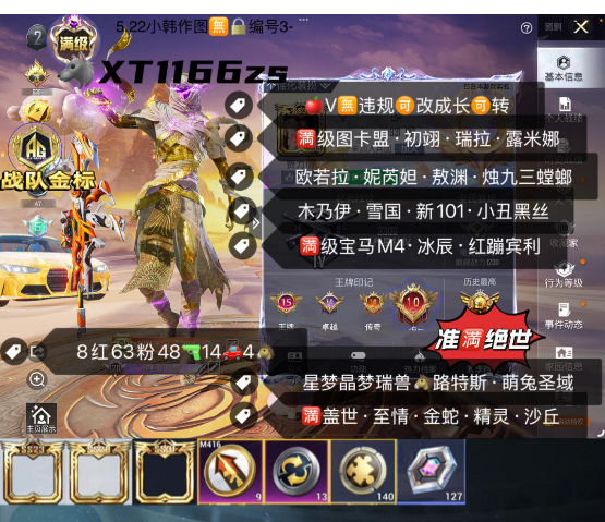 和平精英账号苹果微信【XT1166zs】苹果V-可改成长 地铁满天赋满级红装质量素材号 金标战队 满级图卡盟 初翊 瑞拉 露米娜 欧若拉 妮芮妲 敖渊 烛九 三螳螂 木乃伊 雪国 新101 小丑 黑丝 都市金鞋