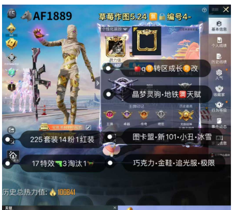 和平精英账号苹果QQ【AF1889】  ‼ 苹果 成长可改 带王者v8 图卡盟 新101 小丑 冰雪 巧克力 金鞋 追光服 极限 洛天依 寒蝎 炫金战神 17特效 1马14粉1红装 晶梦灵驹  地铁满天赋 盖世