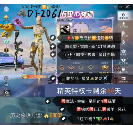 和平精英账号苹果微信兵团ID体训 【DF2061】 ‼ 苹果V-可改成长 带王者 火影v9 图卡盟 雪国 新101 金迪迦 小丑 暗夜 极限 金鞋赤蝎 帕加尼 星梦  奶龙✈ 满魔法 金蛇 星际m4满绿萝满锦绣