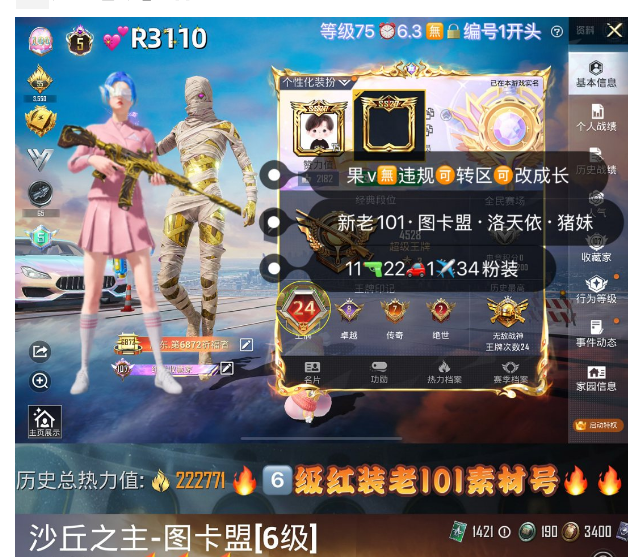 和平精英账号苹果微信【R3110】 ‼6级红装 苹果v无违规可转区可改成长 新老101 图卡盟 洛天依 猪妹 超人强青蛙 奶龙 盖世英雄 恐龙拽拽 稻草人 11枪21车1船1✈34粉装 1红装