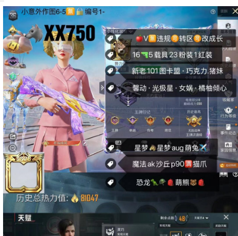 和平精英账号苹果微信老101+图卡盟+星梦aug  【XX750】 ‼战神框 苹果可改成长满天赋 新老101 图卡盟 巧克力 猪妹 馨动 光极星 女娲 橘柚倾心 星梦马星梦aug萌兔✈ 魔法ak沙丘p90满猫爪