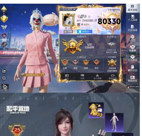 和平精英账号苹果QQ 编号80330  果Q可改，单字ID垞，在线战神，战神框，25印记，满绝世，图卡盟，新老101，木乃伊，金鞋子，赤蝎，天网，猪妹，小叽，赵灵儿，小丑，放客，第五大道，巧克力，雪国，新101