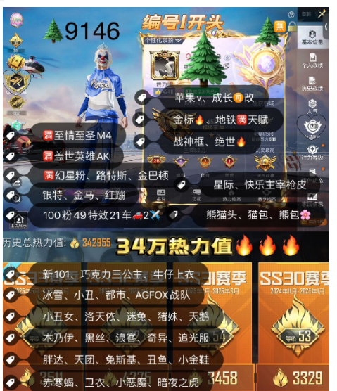 和平精英账号苹果微信34w热力  AGFOX 编号9146苹果v 可包赔 成长可改 战神框 金标 地铁满天赋 木乃伊 新101 冰雪 小丑 都市 金鞋 黑丝 赤蝎 寒蝎 浪客 迷兔 猪妹 牛仔衣 追光服 小丑女
