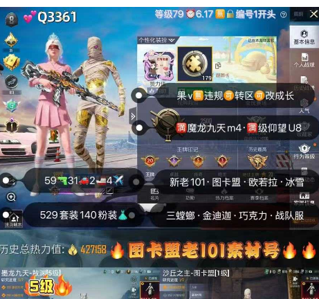 和平精英账号苹果微信【Q3361】 ‼5级红装 苹果v无违规可转区可改成长 新老101 图卡盟 欧若拉 三螳螂 冰雪金迪迦 战队服 第五大道 彩虹奶油裙 59枪31车2船4✈140粉装4红装