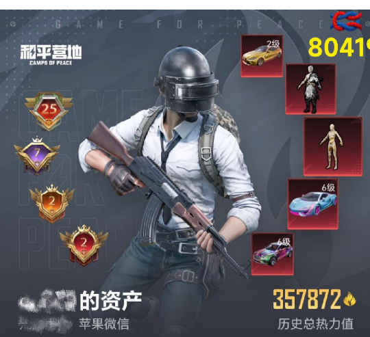 和平精英账号苹果微信 编号80419 ，果V可改，5级图卡盟，熬渊，第五大道，奶龙，灵感，螳螂，洛天依，巧克力，小白龙，雪国，猪妹，新101，精灵之光，墨龙九天，超新星，2级M4，满级添越，满级迈凯伦，晶梦灵驹