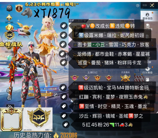 和平精英账号苹果微信【XT1879】 ‼苹果V-可改成长 地铁满天赋 金标战队‼6级红装素材号6级露米娜 瑞拉 妮芮妲 初翊 图卡盟 小丑 雪国 巧克力 放客 龙师傅 都市金鞋 赤寒蝎 星星裤 巡查 番茄 猪妹