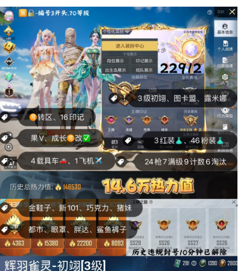 和平精英账号苹果微信 编号22912  果V可改，16印记，3级图卡盟，初翊，露米娜，金鞋子，新101，猪妹，巧克力， 放客，都市，狂魅哈莉，奶龙，小叽，白勺，第五大道，稻草人，星梦玉骢，晶梦灵驹，满级星梦玉骢